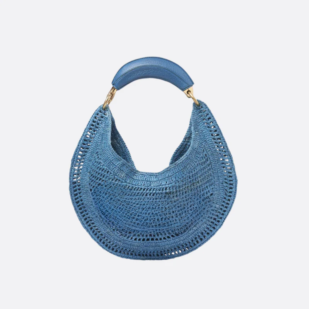 Raffia-Schultertasche