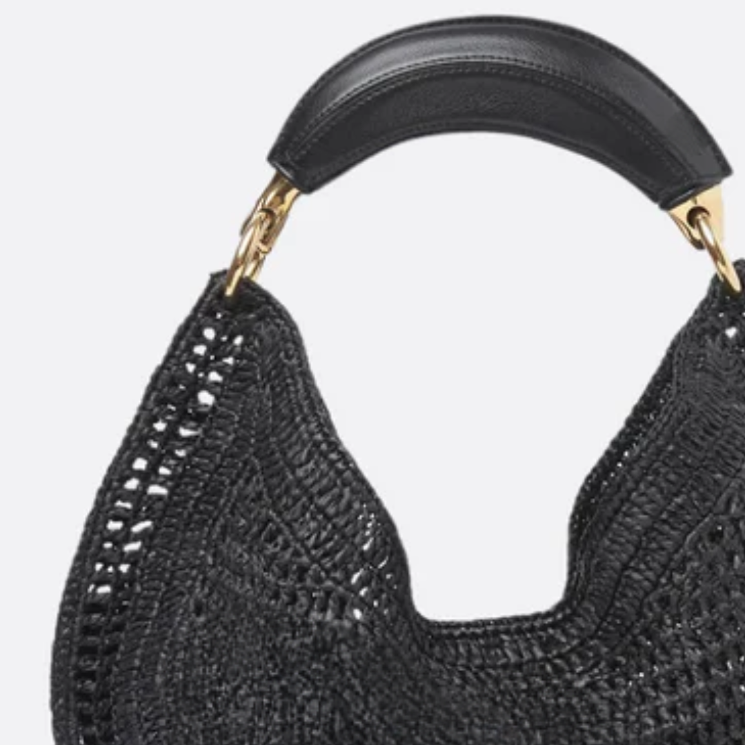 Raffia-Schultertasche